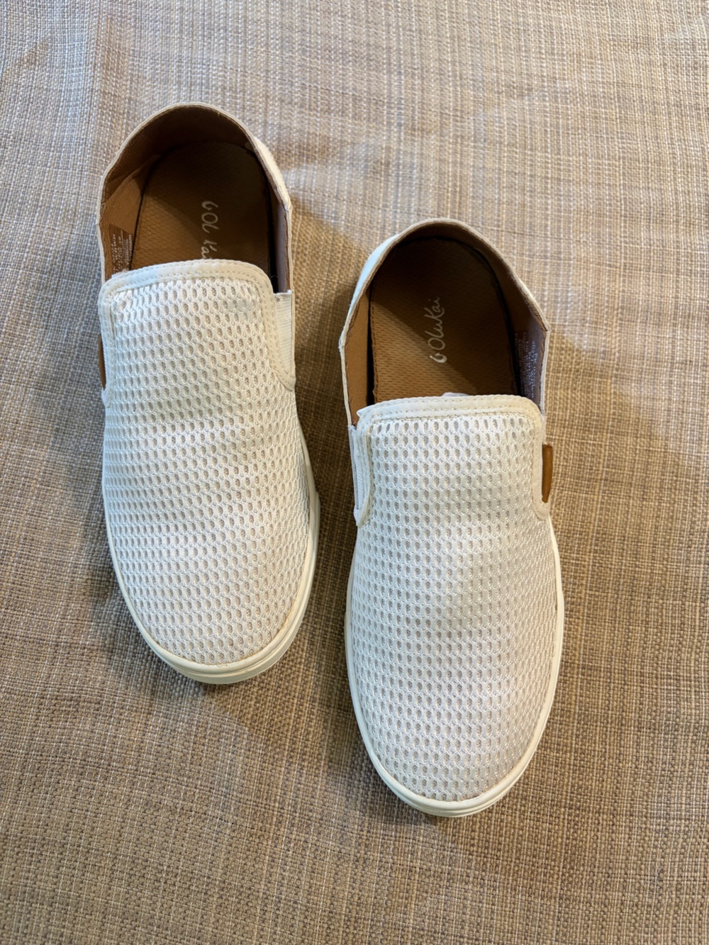 OluKai Women’s White Mesh Slip-On Loafers